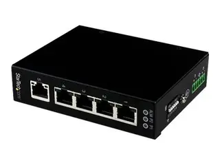 Startech 5 Port Unmanaged Industrial Gigabit Ethernet Switch DIN Rail / Wall-Mountable Network Switch - Rugged IP30 Gigabit Switch (IES51000) - Switch - 5 x 10/100/1000 - stasjonær, DIN-skinnemonterbar, veggmonterbar - DC-strøm