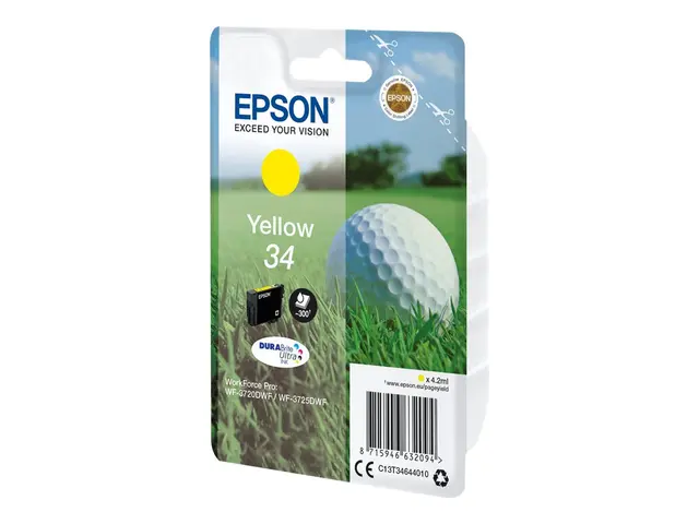 Epson 34 - 4.2 ml - gul - original - blære med RF/lyd-alarm - blek...