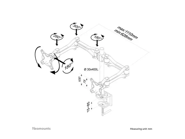 Neomounts FPMA-D1030D - Monteringssett full bevegelse for 2 LCD-sk...
