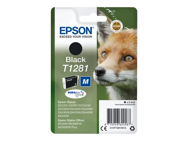 Epson T1281 - M-størrelse - svart - original - blære med RF/lyd-al...