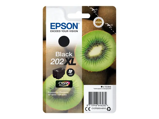 Epson 202XL - 13.8 ml - XL - svart - original - blære med RF/lyd-a...