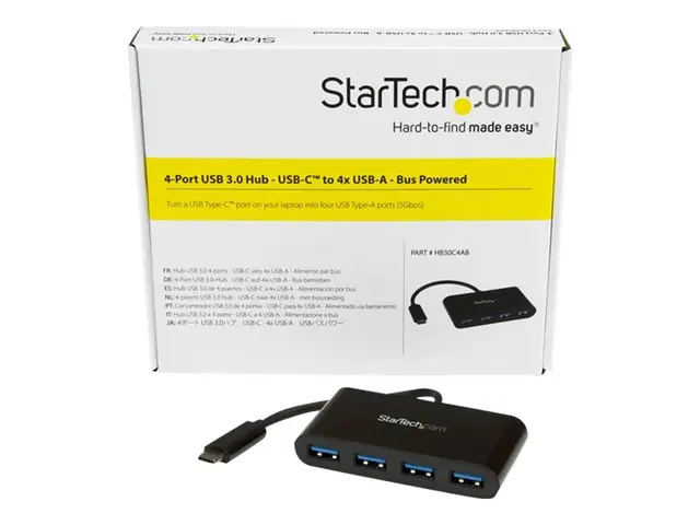 StarTech.com 4-Port USB-C Hub - Portable USB-C to 4x USB-A Hub - B...