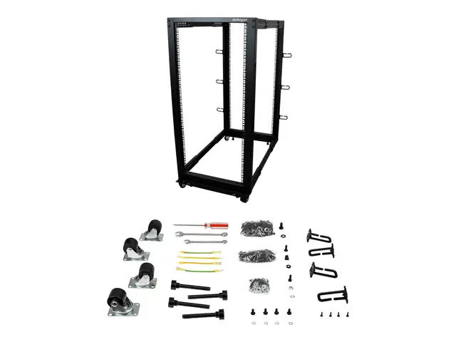 StarTech.com 25U 19" Open Frame Server Rack, 4 Post Adjustable Dep...