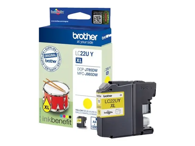 Brother LC22UY - XL gul original blekkpatron for DCP-J785DW, DCP-J...