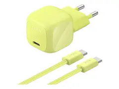 Belkin BoostCharge - Strømadapter - kompakt 30 watt - PD, Fast Charge (USB-C) - på kabel: USB-C - grønn - med USB-C-kabel (2m)