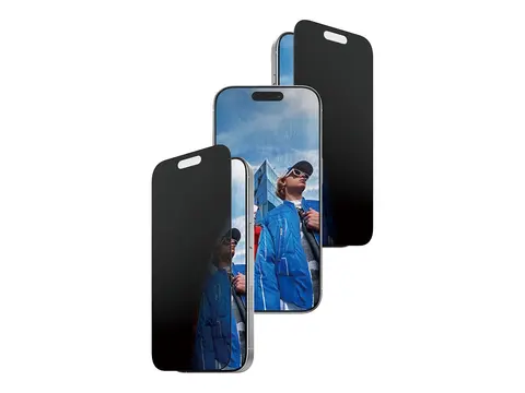 PanzerGlass - Skjermbeskyttelse for mobiltelefon ultra-wide fit with FASTFIT IN-A-BOX - glass - med personvernsfilter - 2-veis - rammefarge svart - for Apple iPhone 16 Pro, 17