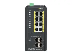 Zyxel RGS200-12P - Switch - Styrt 8 x 10/100/1000 (PoE+) + 4 x SFP - DIN-skinnemonterbar, rackmonterbar - PoE+ (240 W) - DC-str&#248;m