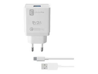 Cellular Line - Strømadapter - 18 watt QC 3.0 (USB) - på kabel: USB-C - hvit