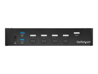 Startech 4 Port DisplayPort KVM Switch - DP KVM Switch with Audio and Built-in USB 3.0 Hub for Peripherals 4K 30Hz (SV431DPU3A2) - KVM / lyd / USB-svitsj - 4 porter - rackmonterbar