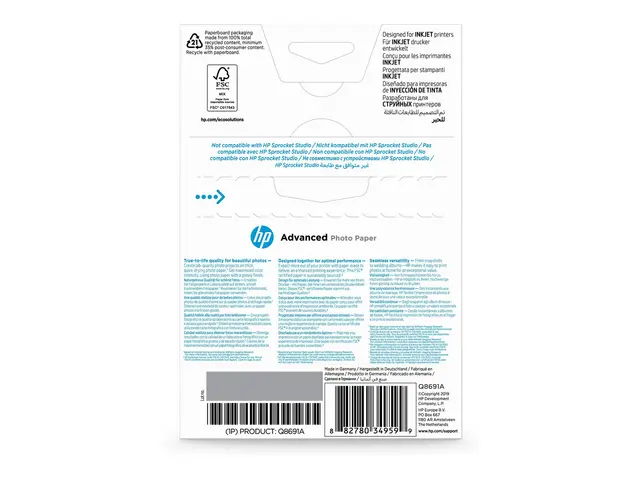 HP Advanced Glossy Photo Paper - Blank - 100 x 150 mm - 250 g/m² -...