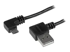 StarTech.com 1m 3 ft Micro-USB Cable with Right-Angled Connectors M/M - USB A to Micro B Cable - 3ft Right Angle Micro USB Cable (USB2AUB2RA1M) - USB-kabel - Micro-USB type B til USB - 1 m
