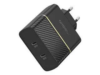 OtterBox Wall Charger - Strømadapter - 50 watt 3 A - PD 3.0, USB BC 1.2 - 2 utgangskontakter (USB-C) - svart glimt