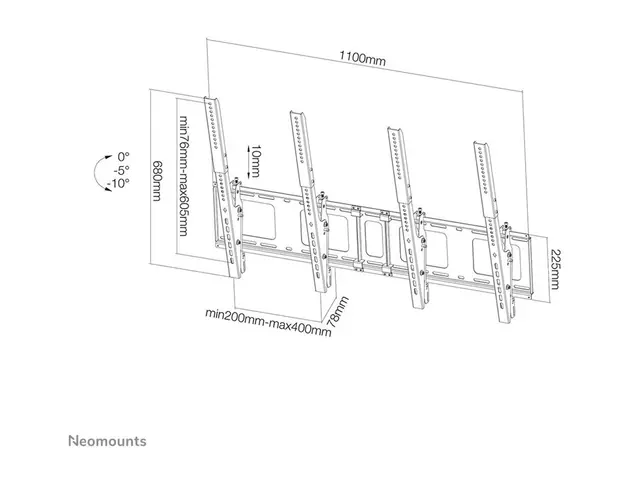 Neomounts NS-WMB200P - Brakett for 2 LCD-skjermer svart skjermstør...