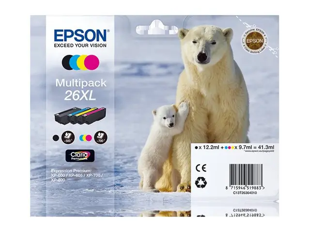 Epson 26XL Multipack - 4-pack XL svart, gul, cyan, magenta origina...