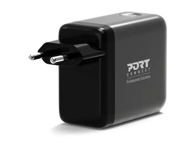 PORT Connect - Strømadapter - GaN II, med uttrekkbar usb-c-kabel -...