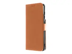 Insmat Premium - Lommebok for mobiltelefon ekte skinn, termoplast-polyuretan (TPU), kartong+papir+aluminiumsfolie, bomullssting - brun - for Samsung Galaxy S21 FE 5G