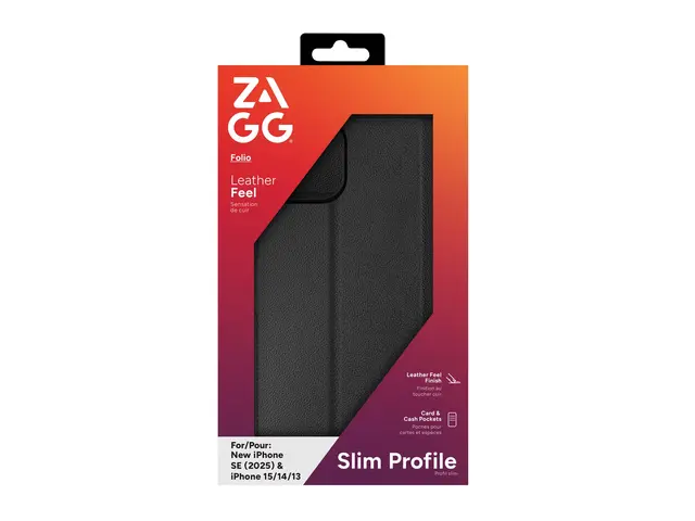 Zagg - Lommebok for mobiltelefon fauxlær svart Apple iPhone 13, 14...