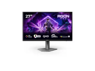 AOC AGON PRO AG276QZD2 - OLED-skjerm - gaming 27" (26.7" synlig) - 2560 x 1440 QHD @ 280 Hz - 250 cd/m² - 15000000:1 - DisplayHDR 400 True Black - 0.03 ms - 2xHDMI, 2xDisplayPort - høyttalere - mørk grå