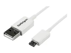 StarTech.com 3.3 ft. (1 m) USB to Micro USB Cable USB 2.0 A to Micro B - White - Micro USB Cable (USBPAUB1MW) - USB-kabel - Micro-USB type B til USB - 1 m