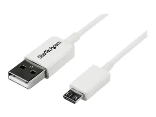 StarTech 3.3 ft. (1 m) USB to Micro USB Cable USB 2.0 A to Micro B - White - Micro USB Cable (USBPAUB1MW) - USB-kabel - Micro-USB type B til USB - 1 m