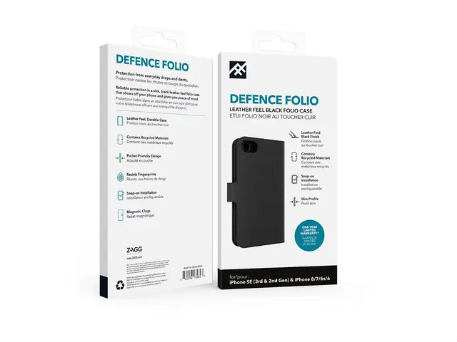 iFrogz Defence - Lommebok for mobiltelefon lær svart Apple iPhone ...