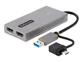STARTECH.COM USB to Dual HDMI Adapter USB A/C to 2x HDMI Displays 1x 4K 30Hz