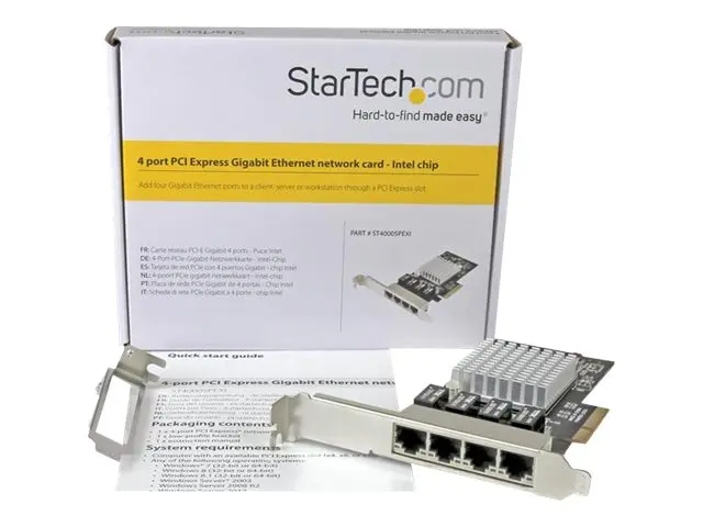 StarTech.com 4 Port PCIe Network Card - RJ45 Intel i350 Chipset Et...