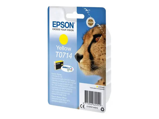 Epson T0714 - 5.5 ml - gul - original - blekkpatron - for Stylus D...