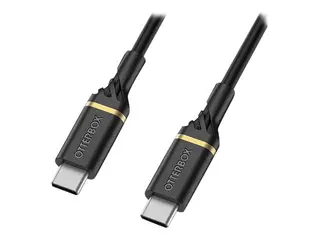 OtterBox Standard - USB-kabel - 24 pin USB-C (hann) til 24 pin USB-C (hann) USB 2.0 - 3 A - 3 m - Power Delivery-st&#248;tte - svart glimt