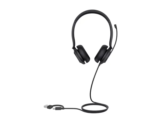 Yealink UH35 Dual - Hodesett on-ear kablet USB-A, USB-C svart Cert...