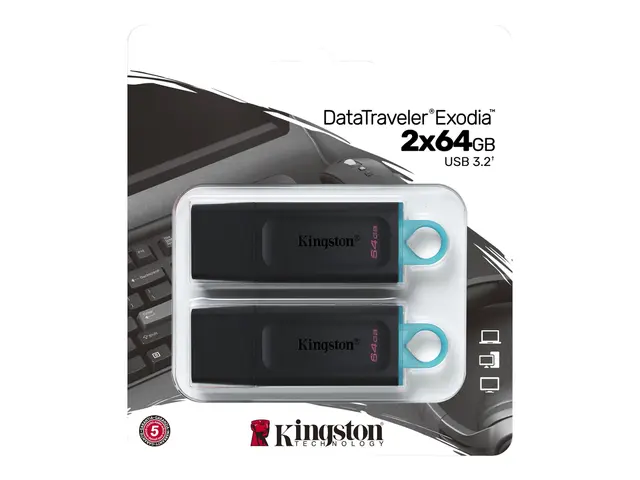 Kingston DataTraveler Exodia - USB-flashstasjon - 64 GB - USB 3.2 ...