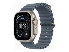 Apple Watch Ultra 3 - 49 mm - naturlig titan Ja smartklokke med Havb&#229;nd - fluorelastomer - anker bl&#229; - h&#229;ndleddst&#248;rrelse: 130-200 mm - 64 GB - LTE, NFC, Wi-Fi 4, UWB, Bluetooth - 5G - 61.6 g