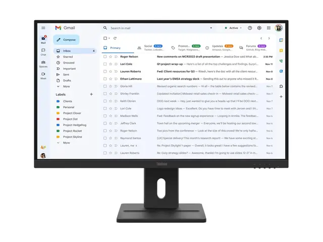 Lenovo ThinkVision E27-40 - LED-skjerm 27" - 1920 x 1080 Full HD (1080p) - IPS - 300 cd/m² - 1500:1 - 4 ms - HDMI, VGA, DisplayPort - høyttalere - ravnsort 