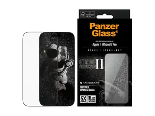 PanzerGlass Ceramic Protection II - Skjermbeskyttelse for mobiltelefon ultravid passform m. EasyAligner - glass - rammefarge svart - for Apple iPhone 17 Pro