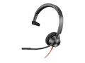 Poly Blackwire 3310 - Blackwire 3300 series hodesett - on-ear - kablet - USB-A - svart - Certified for Microsoft Teams, UC-sertifisert
