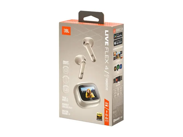 JBL LIVE Flex 4 - True wireless-hodetelefoner med mikrofon i øret - Bluetooth - aktiv støydemping - champagne 
