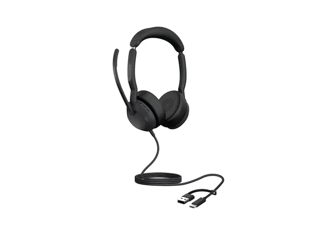 Jabra Evolve2 50 UC Stereo - Hodesett on-ear kablet aktiv støydemp...