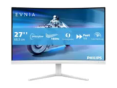 Philips Evnia 5000 27M2C5201L - LED-skjerm gaming - kurvet - 27" - 1920 x 1080 Full HD (1080p) @ 180 Hz - Fast VA - 3000:1 - HDR10 - 0.5 ms - 2xHDMI, DisplayPort - hvit
