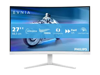 Philips Evnia 5000 27M2C5201L - LED-skjerm gaming - kurvet - 27" - 1920 x 1080 Full HD (1080p) @ 180 Hz - Fast VA - 3000:1 - HDR10 - 0.5 ms - 2xHDMI, DisplayPort - hvit