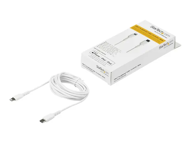 StarTech.com 6 ft(2m) Durable White USB-C to Lightning Cable, Heav...