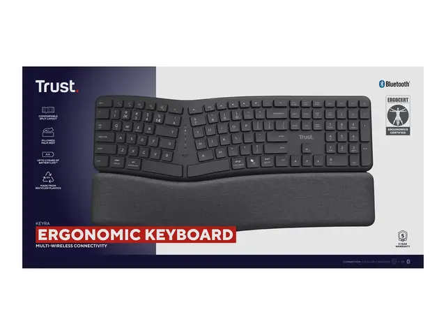 Trust Keyra - Tastatur full size trådløs 2.4 GHz, Bluetooth QWERTY...