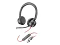 Poly Blackwire 8225 - Blackwire 8200 series hodesett - on-ear - kablet - aktiv st&#248;ydemping - USB-C - svart - Zoom Certified, UC-sertifisert