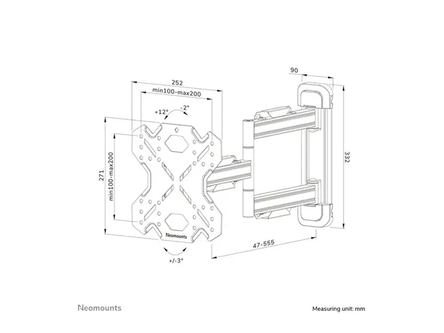 Neomounts WL40S-850BL12 - Monteringssett (veggmontering) for TV