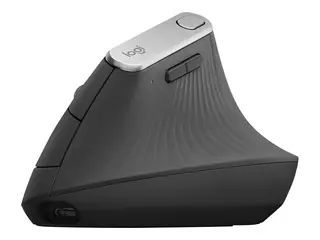 Logitech MX Vertical - Vertikal mus - ergonomisk optisk - 6 knapper - tr&#229;dl&#248;s, kablet - Bluetooth, 2.4 GHz - USB tr&#229;dl&#248;s mottaker - grafitt