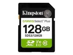 Kingston Canvas Select Plus - Flashminnekort 128 GB - Video Class V10 / UHS-I U1 / Class10 - SDXC UHS-I