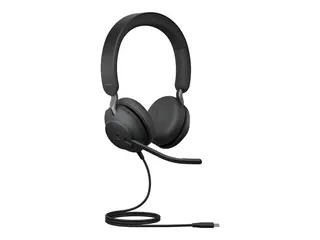Jabra Evolve2 40 SE MS Stereo - Hodesett on-ear - kablet - USB-C, USB-A - lydisolerende - Certified for Microsoft Teams