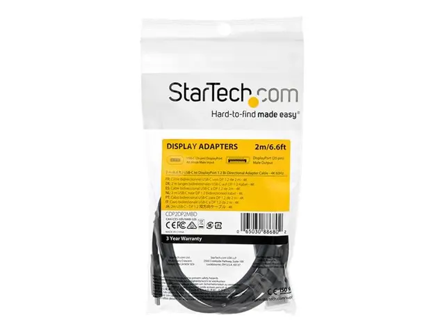 StarTech.com 6ft (2m) USB C to DisplayPort 1.2 Cable 4K 60Hz, Bidi...