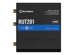 Teltonika RUT281 - Trådløs ruter - WWAN 1-portssvitsj 2,4 GHz 2G, 3G, 4G - DIN-skinnemonterbar, overflatemonterbar, veggmonterbar