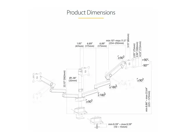 Startech Triple Monitor Desk Mount For Up To Three 27in Screens, V...