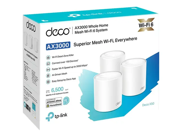 TP-Link Deco X50 - Wi-Fi-system (3 rutere) inntil 6500 kvadratfot ...
